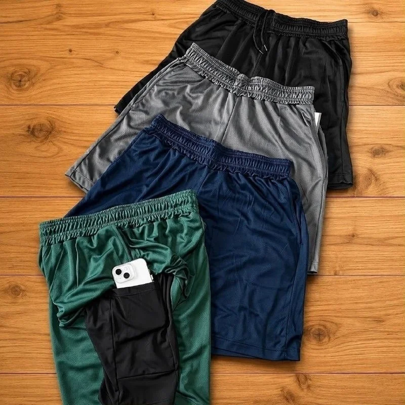 Kit 3 Shorts 2 Em 1 Duplo Bolso Para Academia Treino Corrida