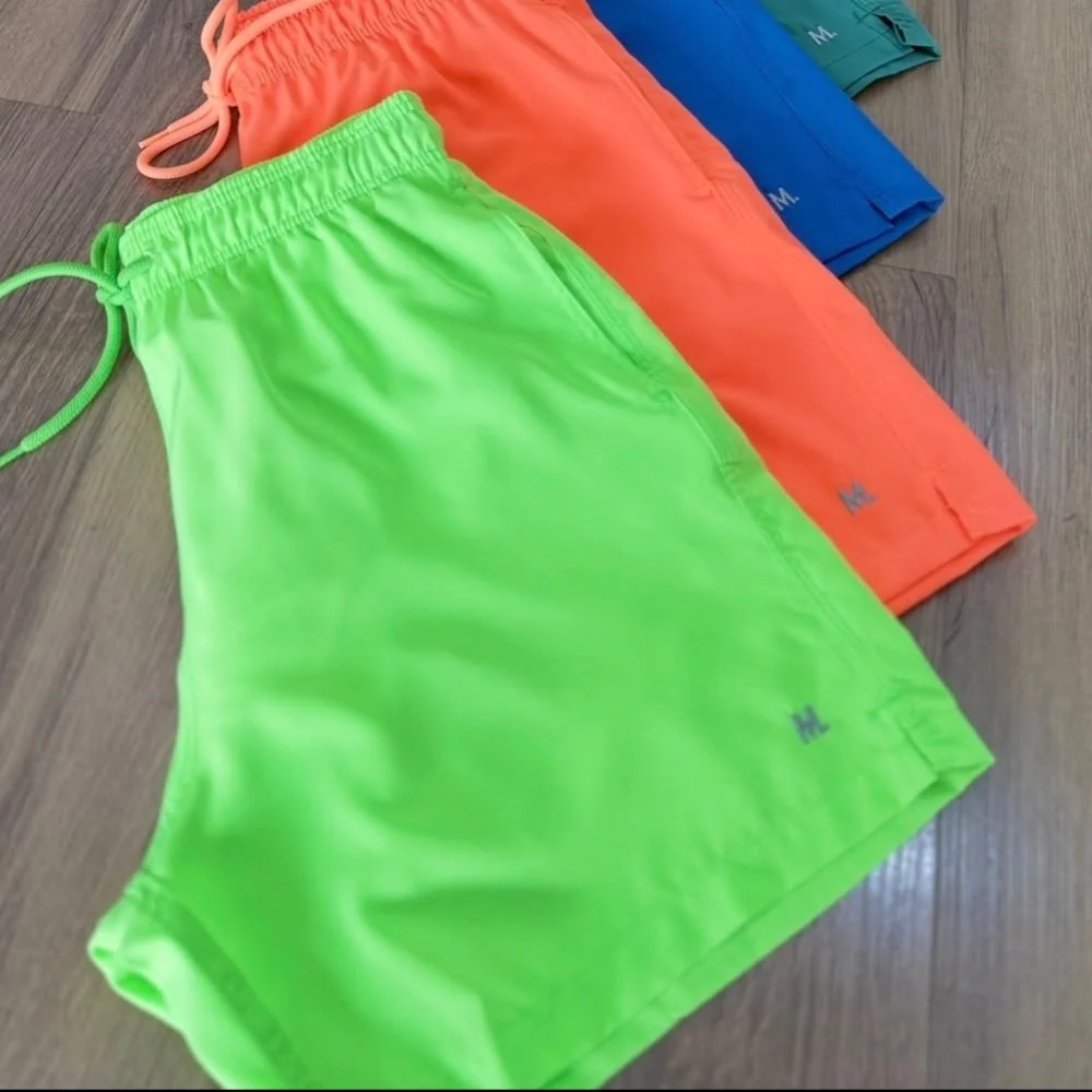 Shorts Bermuda Liso Adulto Masculino Verão Neon Praia Mash