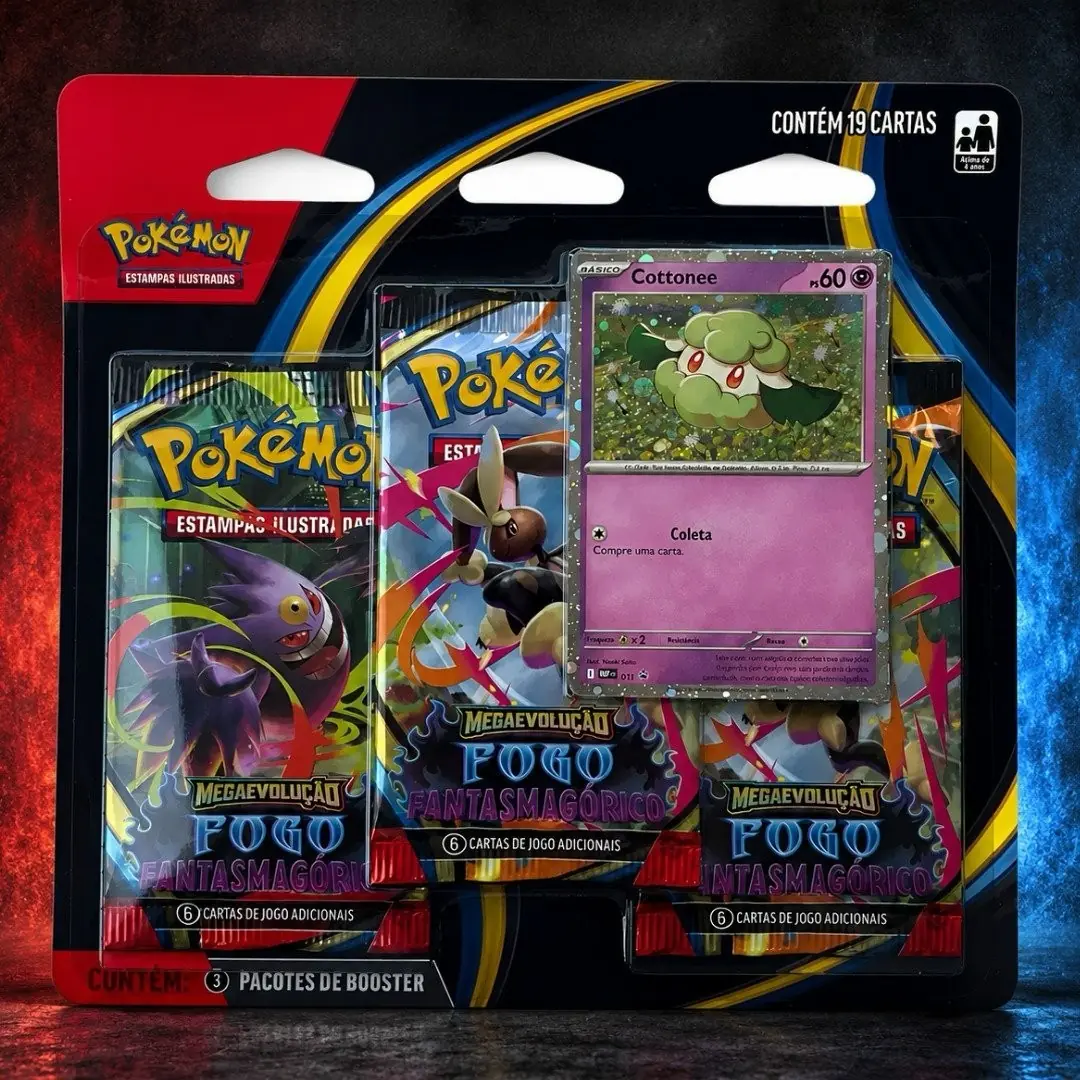 Blister Triplo Pokémon Megaevolução Fantasmagórico Cottonee