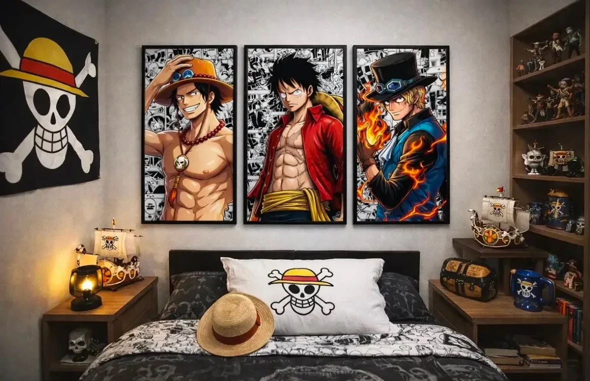 Kit Quadros Decorativos One Piece Luffy 122x60cm