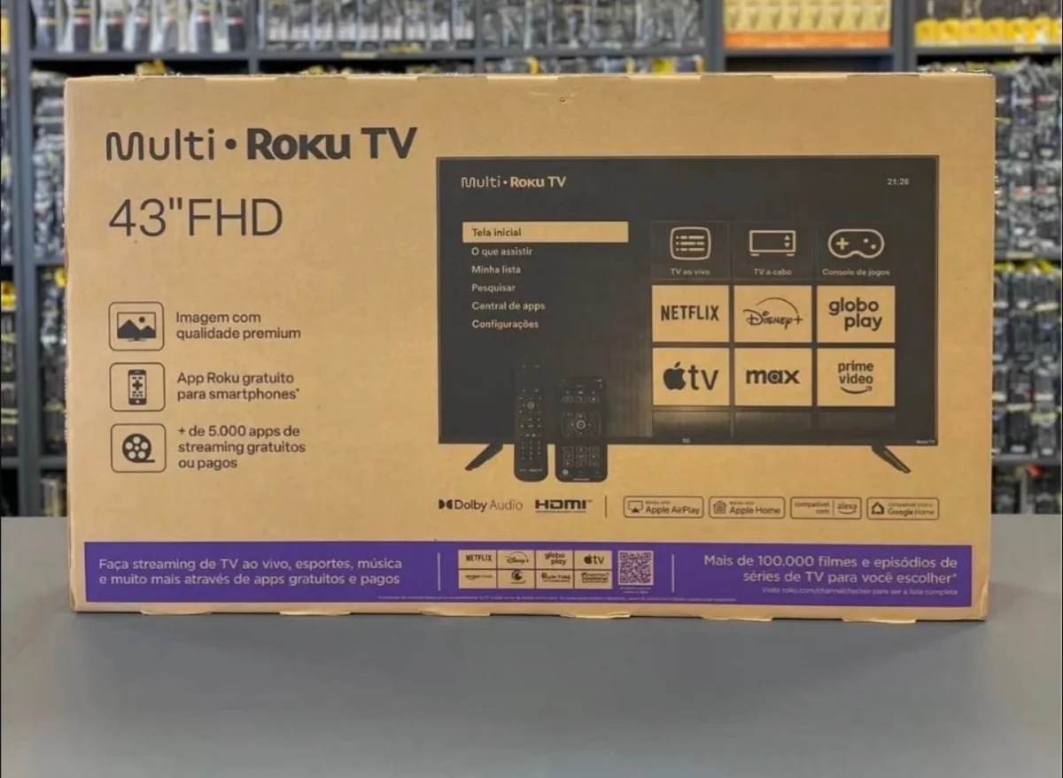 Multi Roku TV 43" Smart DLED FHD Wi-fi 3 HDMI Alexa e Google Home
