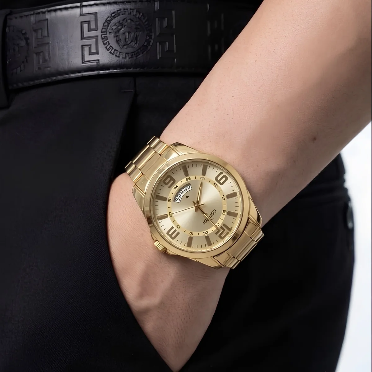 Relógio Condor Masculino Dourado Aço