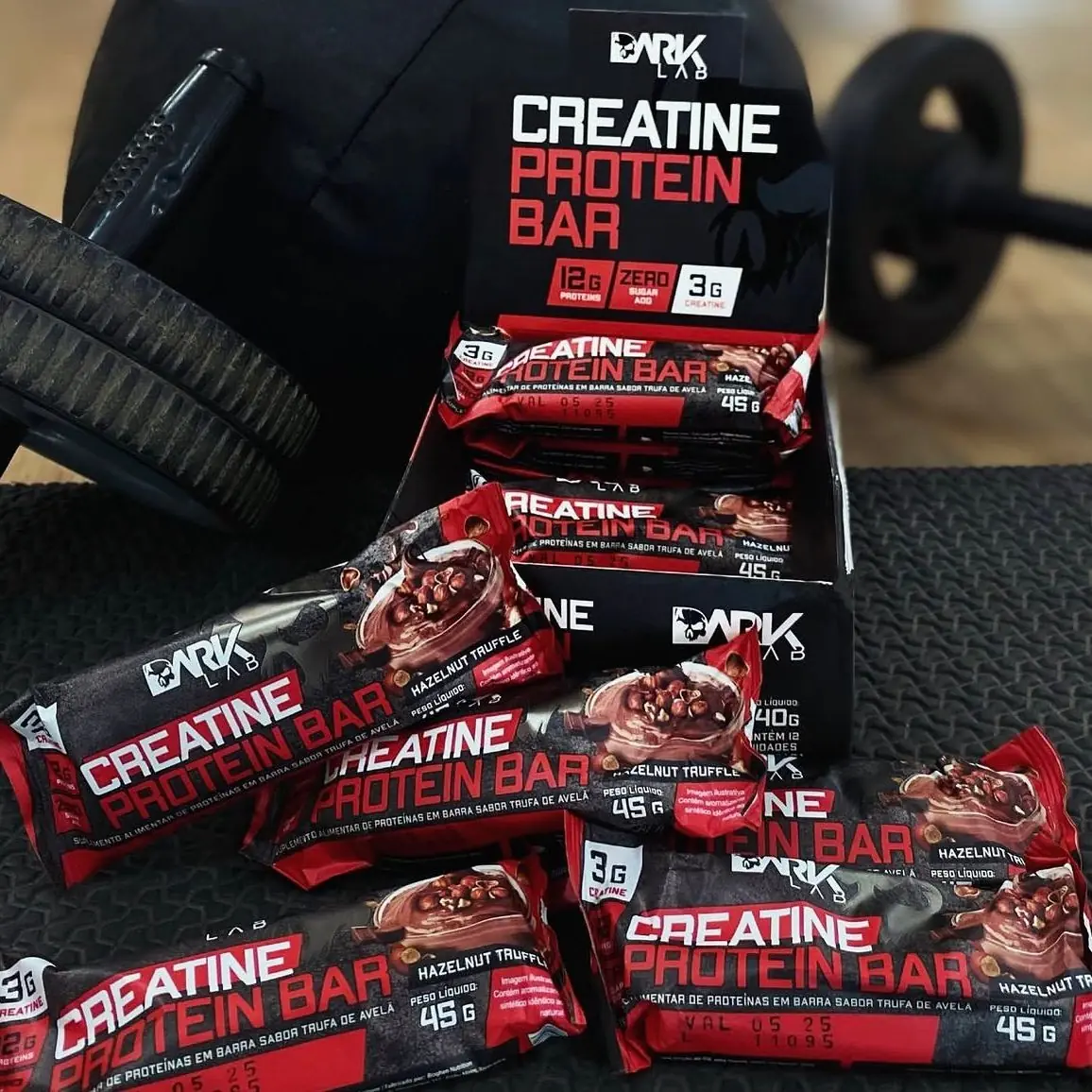 Creatine Protein Bar 12 Un 45g Dark Lab Frutas Vermelhas