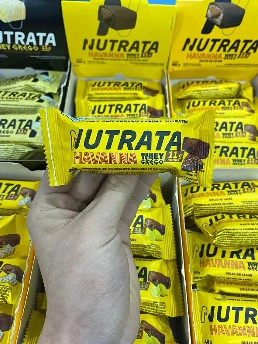 Barra Whey Grego Brownie com Dulce de Leche Havanna Nutrata - Display com 12 Unidades de 40g