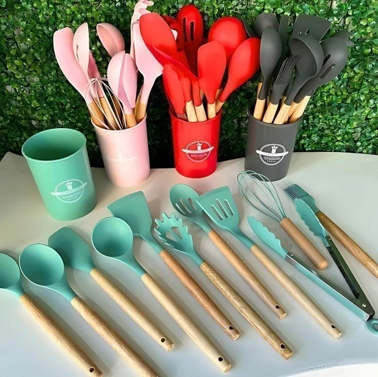 Kit C/12 Utensílios De Cozinha Silicone