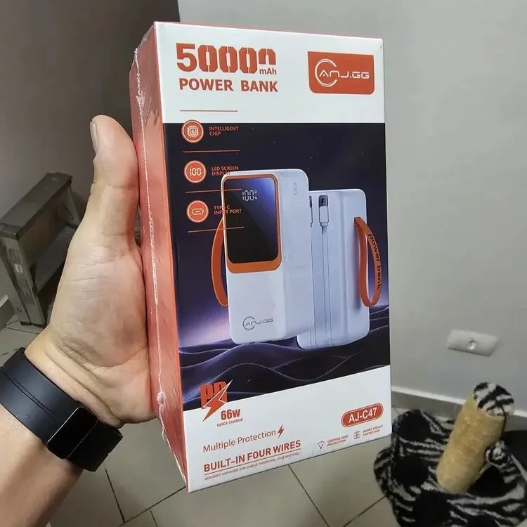 Power Bank Turbo Portátil 50.000mah Para Celular Com Display Digital Preto