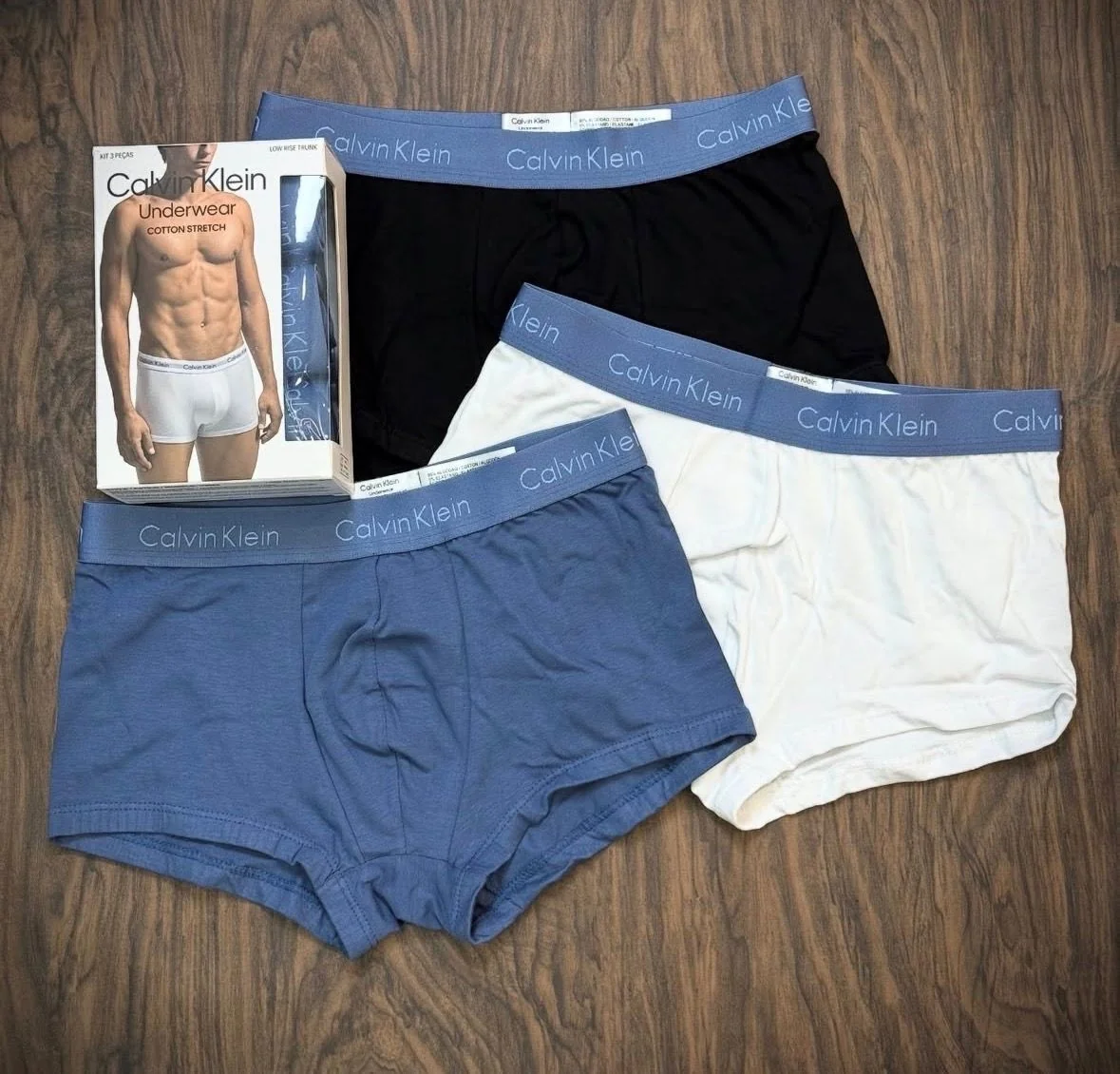 Kit 4 Cuecas Trunk Calvin Klein Azul-marinho Liso G