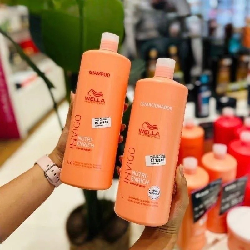 Kit Wella Invigo Nutri Enrich • Shampoo 1L • ⁠Condicionador 1L • ⁠2 Válvulas