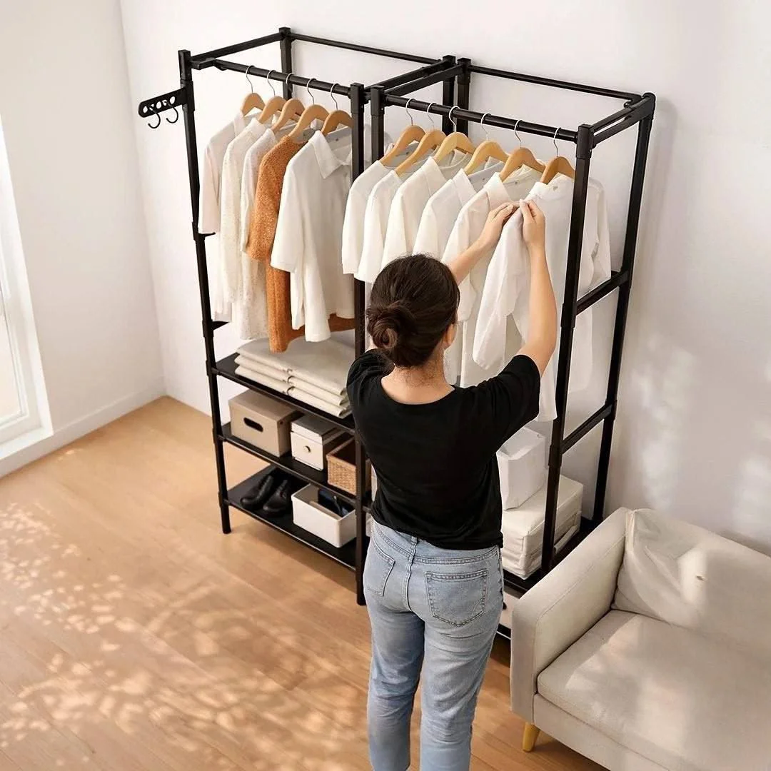 Closet Aberto Irsina 2 Divisórias Com 6 Prateleiras Aço Inox