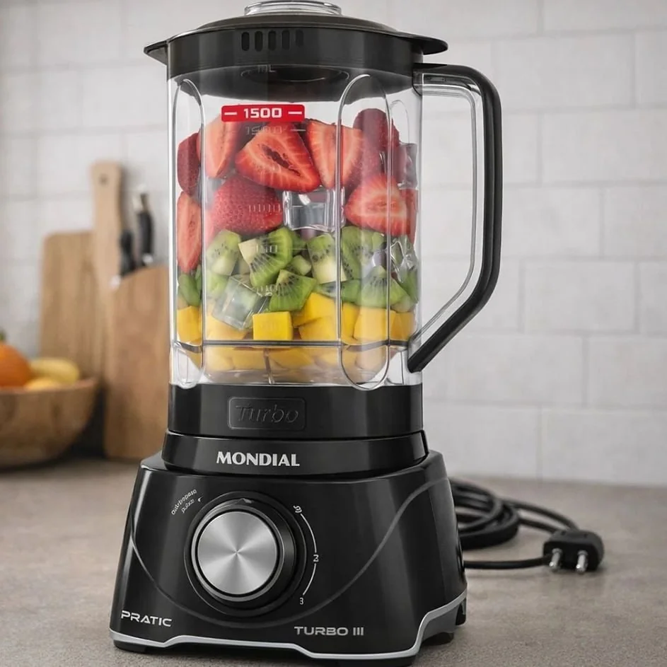 Liquidificador Pratic Turbo Iii Mondial 550w L-93-bg Preto 220v