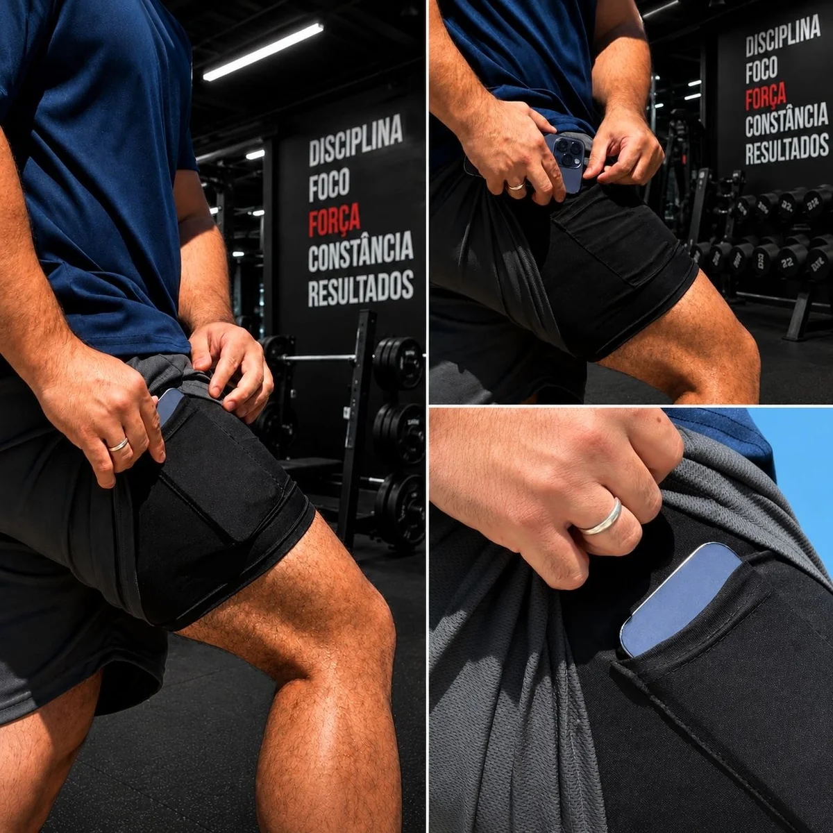Kit 4 Shorts 2 Em 1 Duplo Dryfit