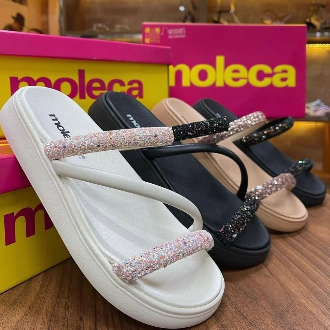Sandália Papete Moleca Feminina Strass Original (6 cores)