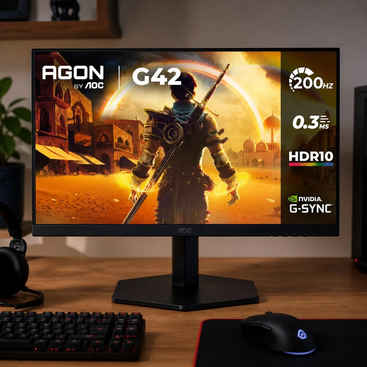 Monitor Gamer AOC AGON G42 24" 200Hz 0,3ms IPS HDR10 NVIDIA G-Sync 24G42HE