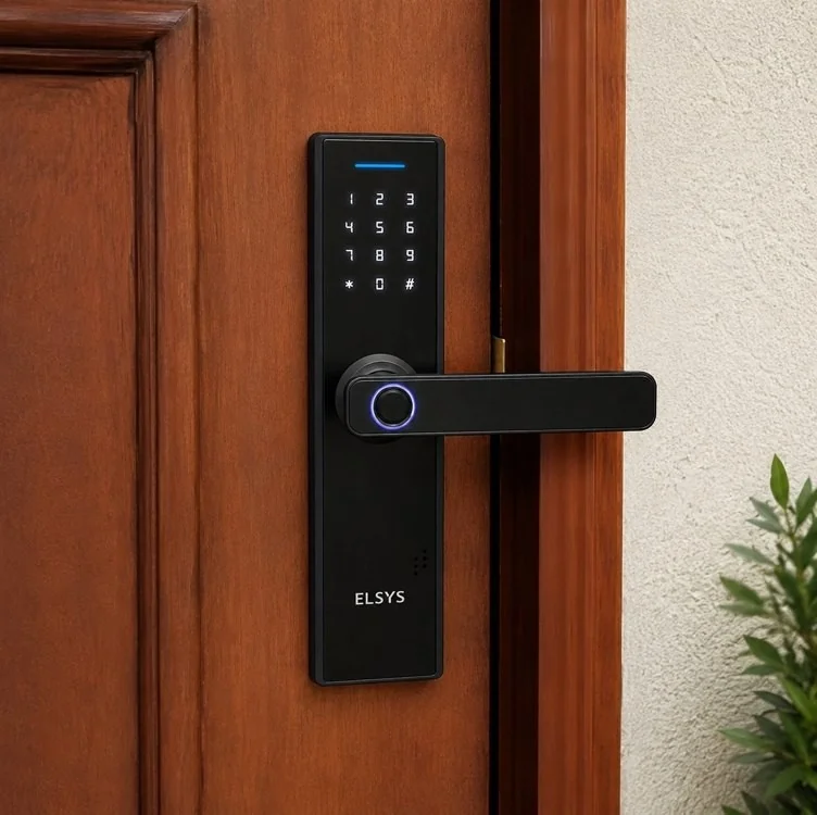 Fechadura Digital De Embutir Com Biometria, Elsys, Esf-de2000b, Preta - Abertura Via Biometria E Senha Numérica