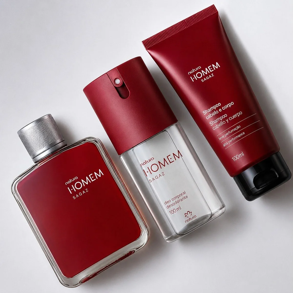 Kit Presente Natura Homem Sagaz  Perfume 100ml  ⁠Shampoo 2em1 100ml  ⁠Desodorante 100ml