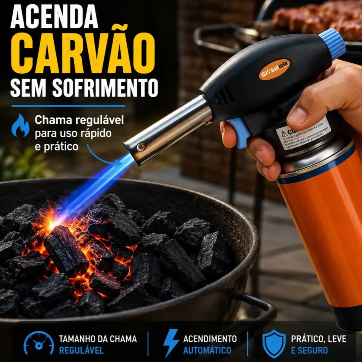 Maçarico Portátil Solda E Culinário Automático + 2 Refil
