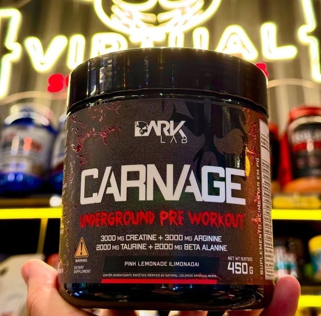 Pre Treino Carnage Pink Lemonade 450g Com Creatina Dark Lab