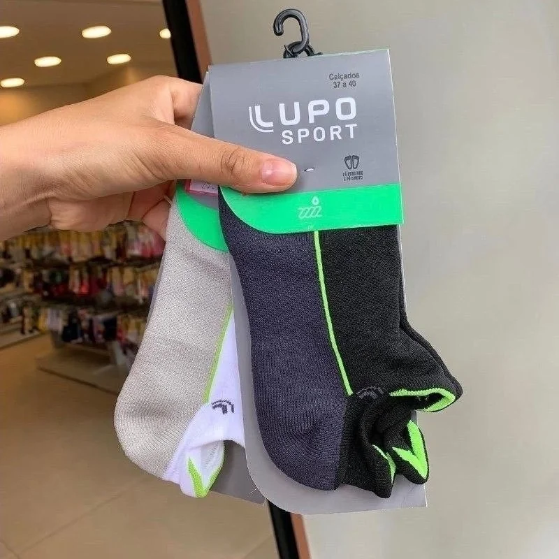 Kit 2 Meias Lupo Dry Fit Cano Médio Anti Bolha Poliamida