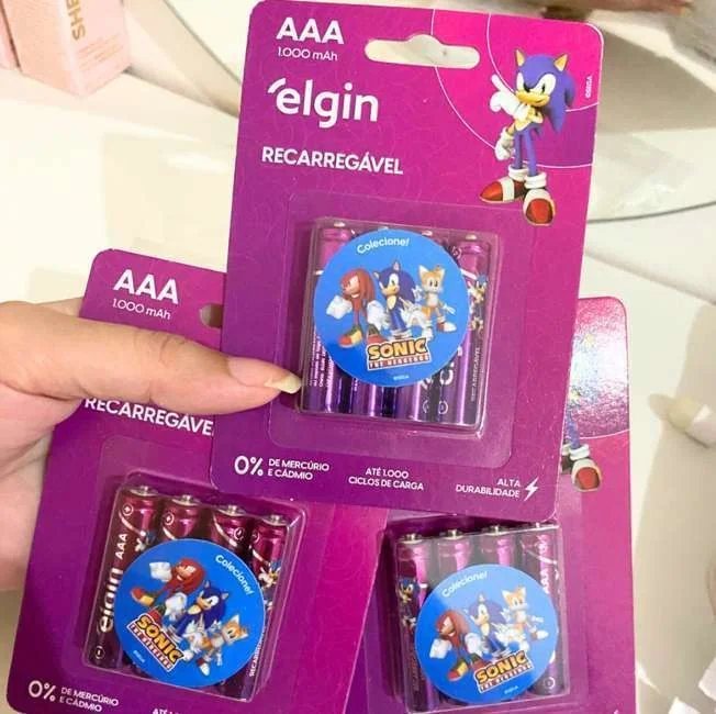 Pilha recarregável AAA 1000mAh Elgin 4 unidades Palito