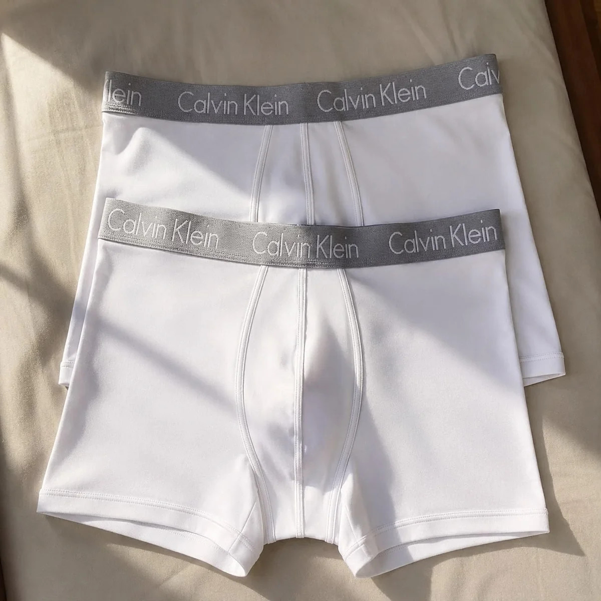 Kit 2 Cuecas Boxer Masculinas Elástico Calvin Klein Branco M