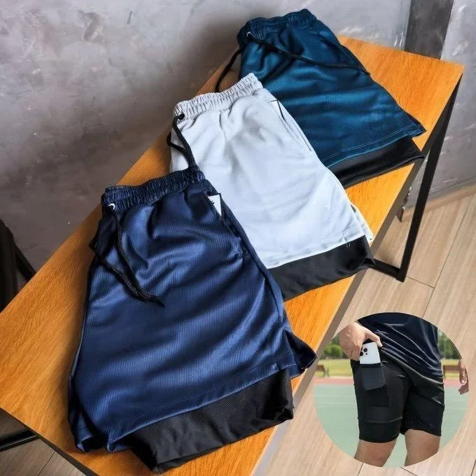 Kit 4 Shorts 2 Em 1 Duplo Dryfit Masculino Compressão Térmic