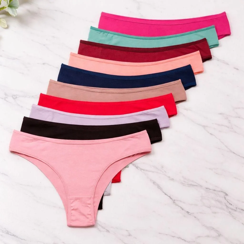 10 Calcinhas Feminina Tanga Lisa Algodão