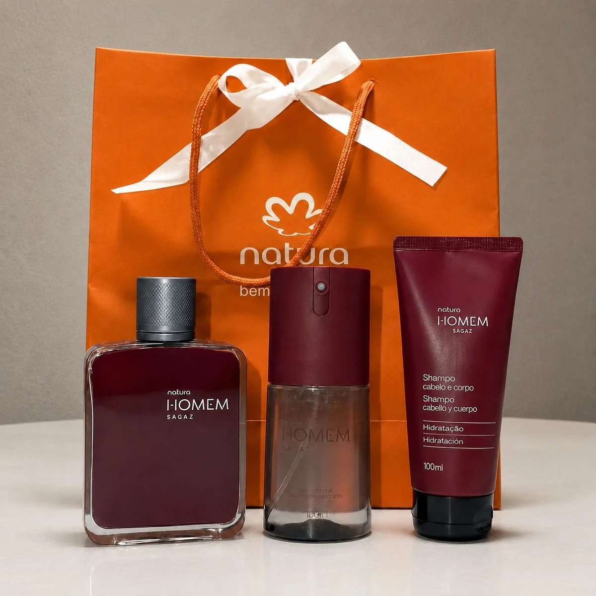Kit Presente Natura Homem Sagaz - Perfume 100ml - Shampoo 2em1 100ml - Desodorante 100ml