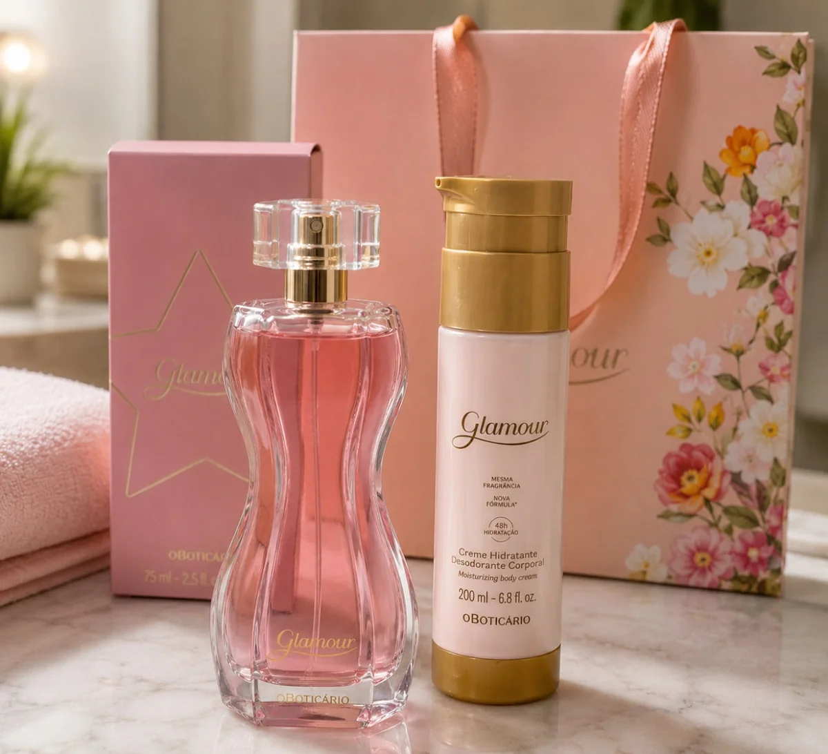 Combo Glamour - Creme Hidratante Corporal 200ml - Desodorante Colônia 75ml