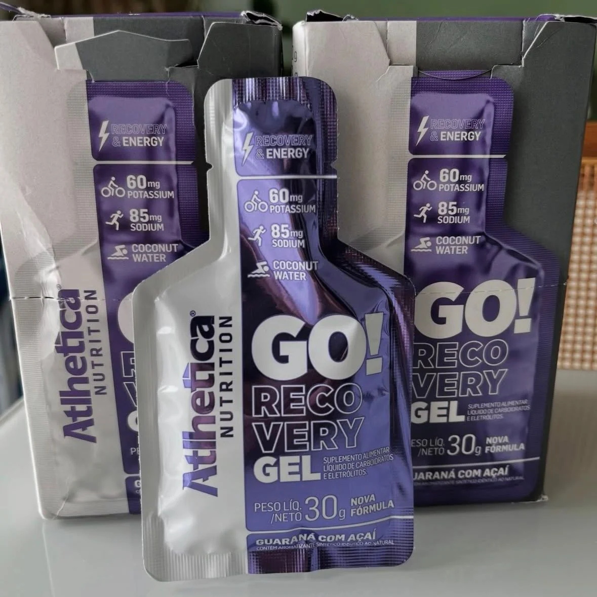 Go Energy Gel (10 Sachês) - Sabor Guaraná e Açai, Atlhetica Nutrition, Roxo